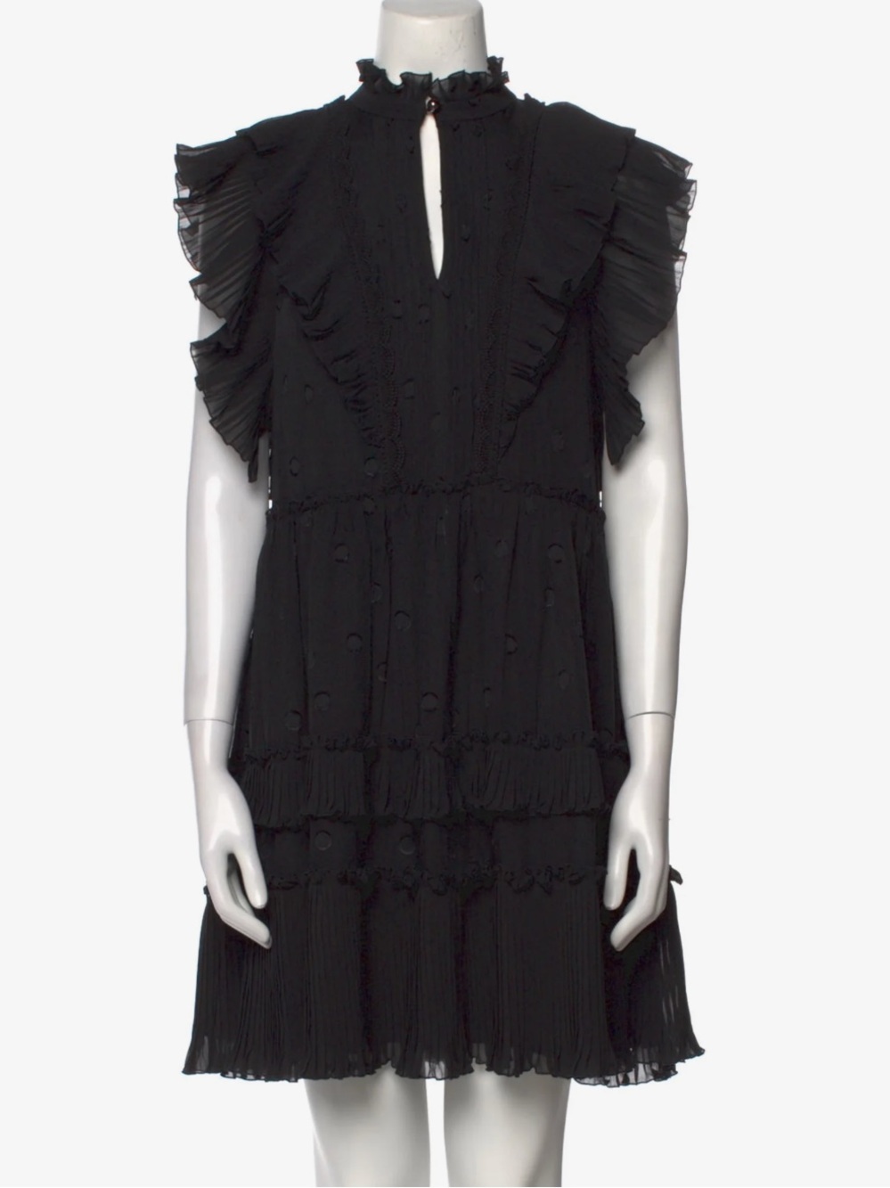 kate spade Black Ruffled Keyhole Mini Dress